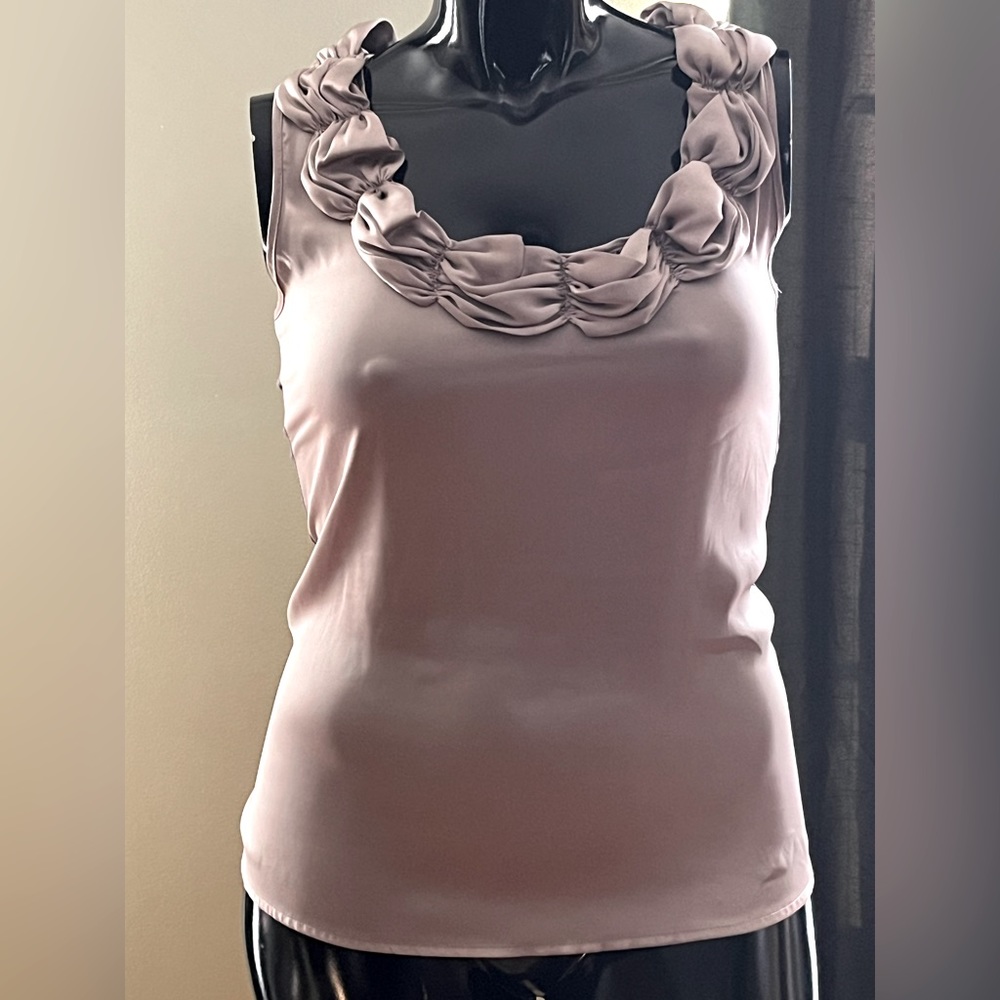 Taupe Jewel Neckline Tank Top- Women’s- Size Medium